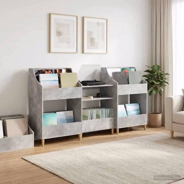 Set di Mensole per Media 3 pz Grigio Cemento 212 x 46 x 112 cm 3434654