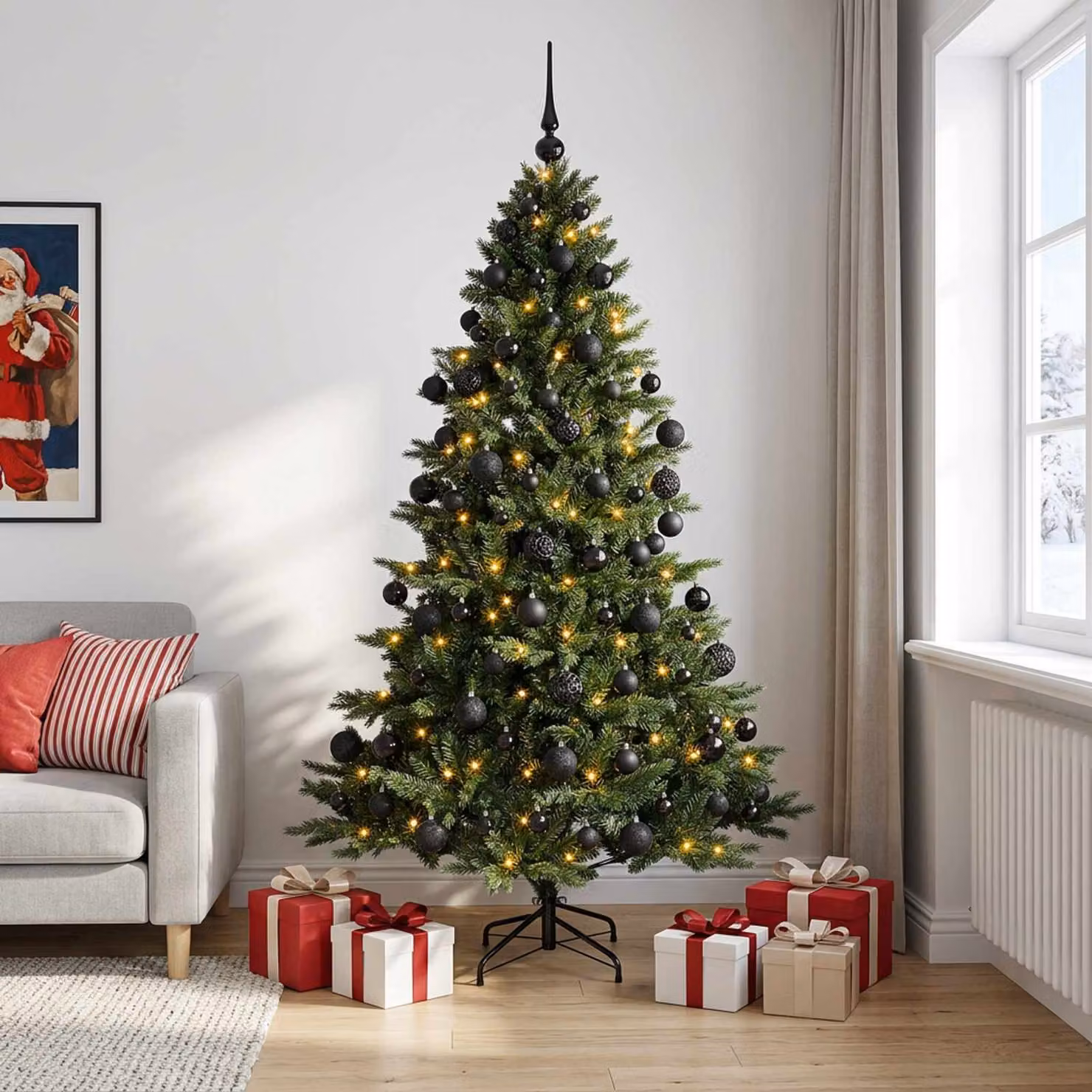 vidaXL Albero di Natale artificiale con palline 180 cm 300 LED