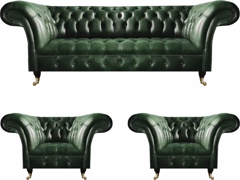 Wohnzimmer Einrichtung Sofagarnitur 3tlg Polstermöbel Luxus Chesterfield