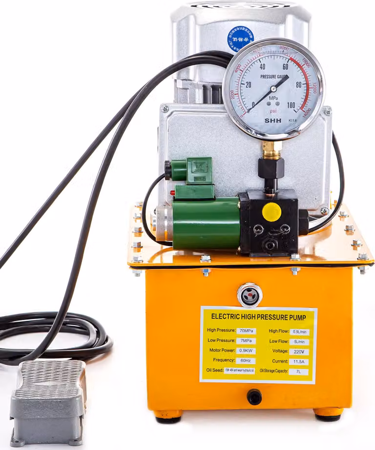 SucceBuy Elettropompa idraulica, 750 W, a semplice effetto, 220 V, pedale magnetico, 7 l, unità idraulica, cilindro