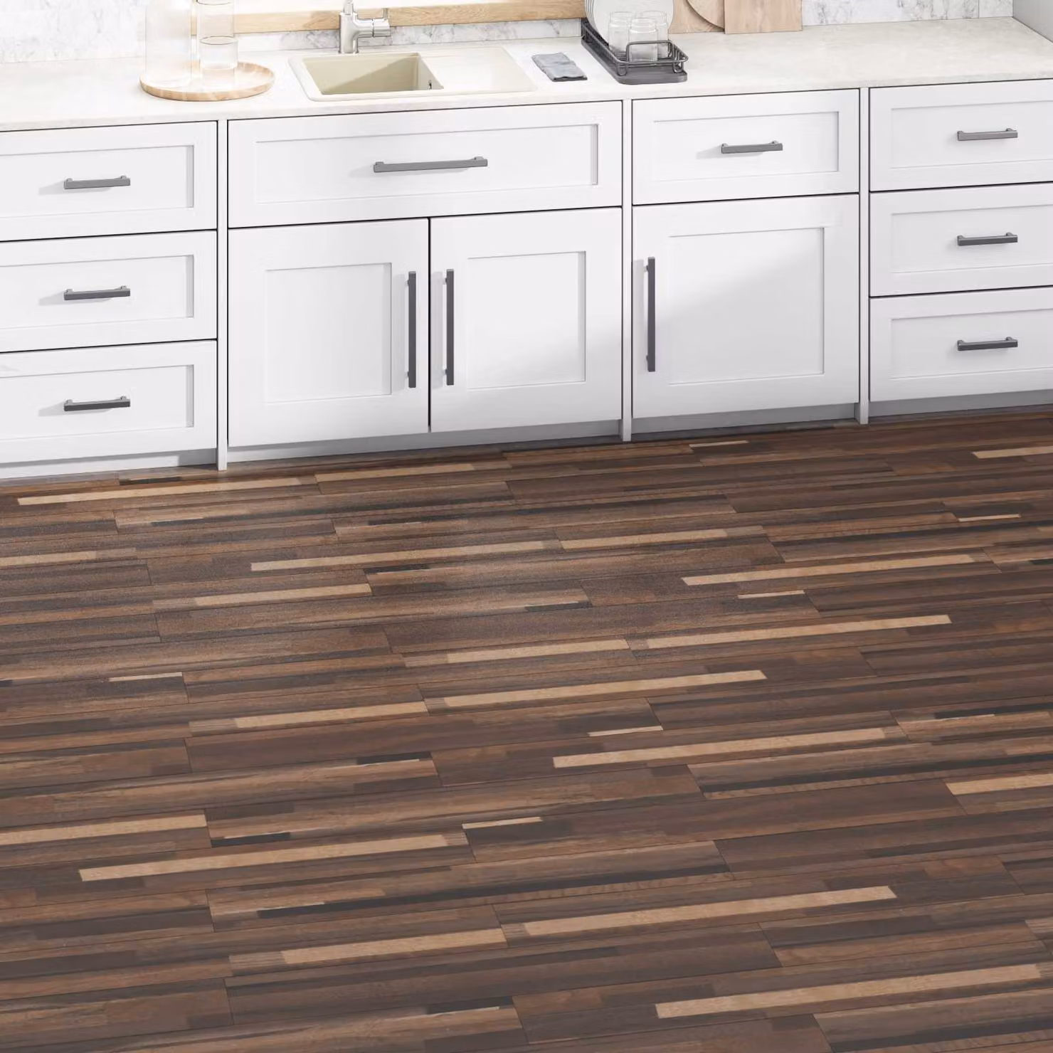 Pavimento adesivo vidaXL effetto legno marrone a righe in PVC, 5,02 m² (36 pezzi)