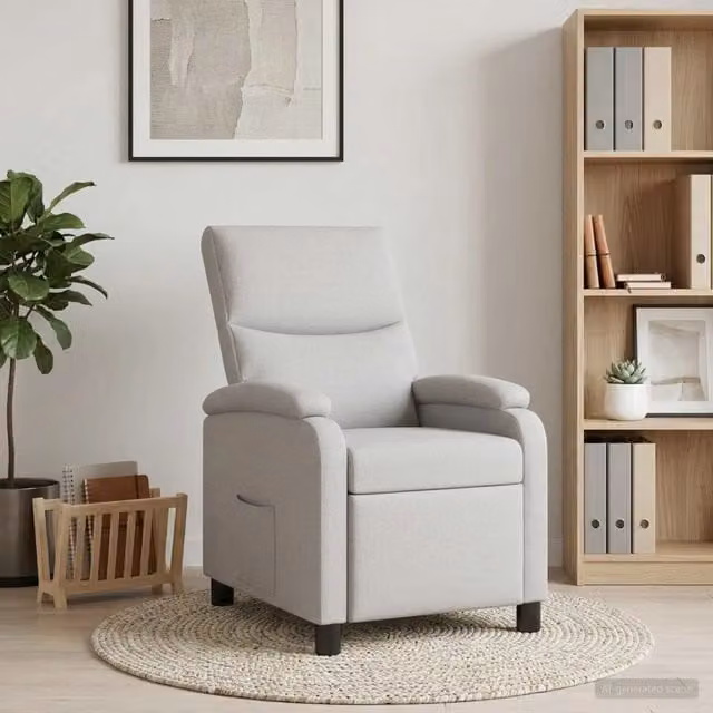 Poltrona reclinabile relax Grigio Nuvola in tessuto con braccioli e design moderno