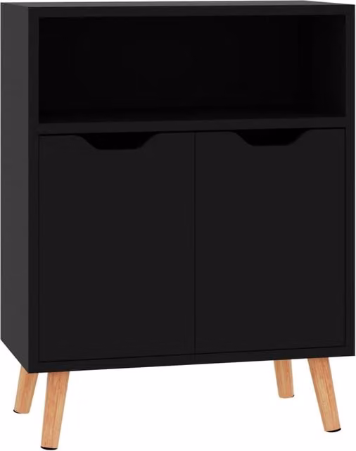 Buffet credenza cassettiera mobiletto mobile contenitore organizer per cucina soggiorno finitura lucida 60 x 30 x 72 cm legno ingegnerizzato nero 02_0036166