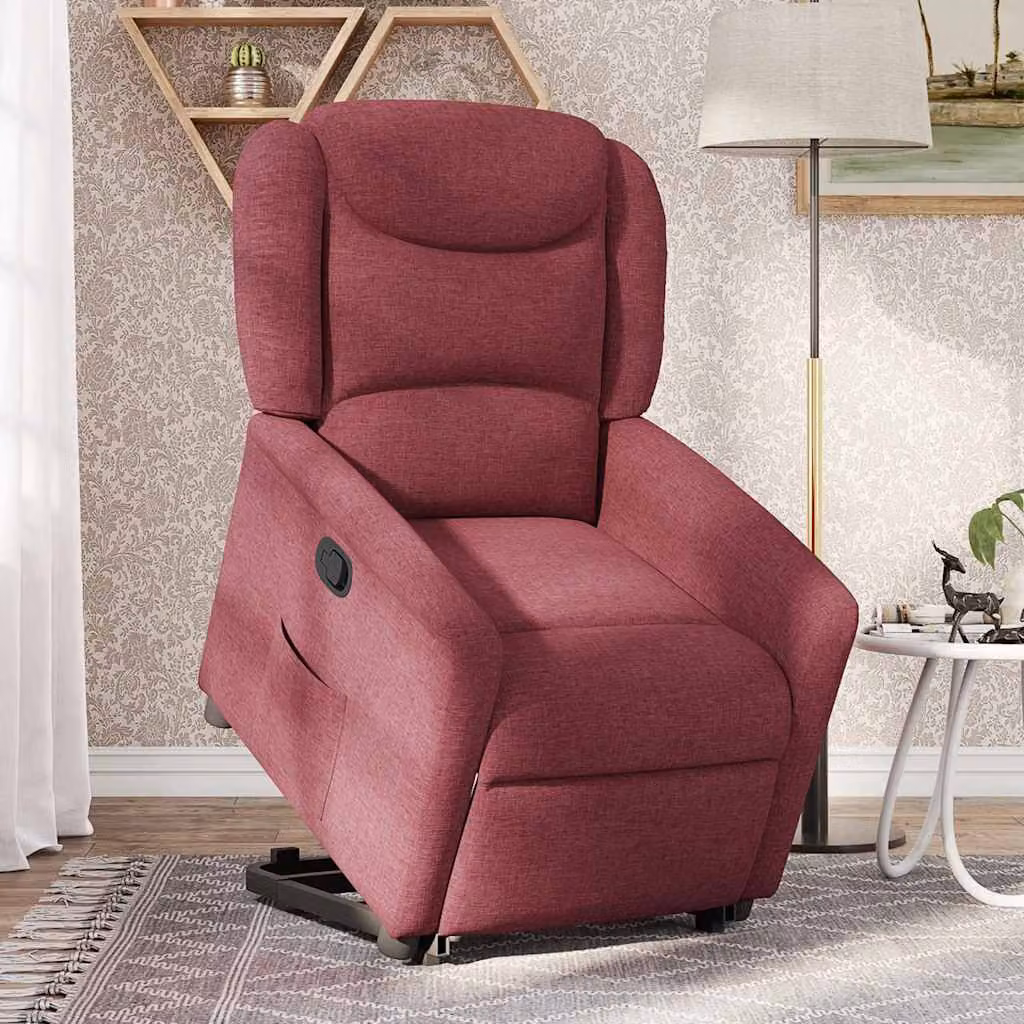 vidaXL Poltrona Alzapersona Reclinabile Rosso Vino in Tessuto