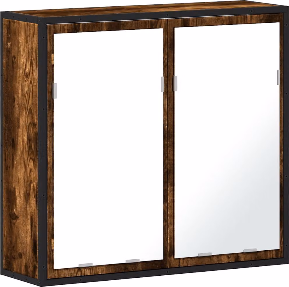 Mobile Bagno Specchio Rovere Fumo 65x20x60 cm Legno Multistrato