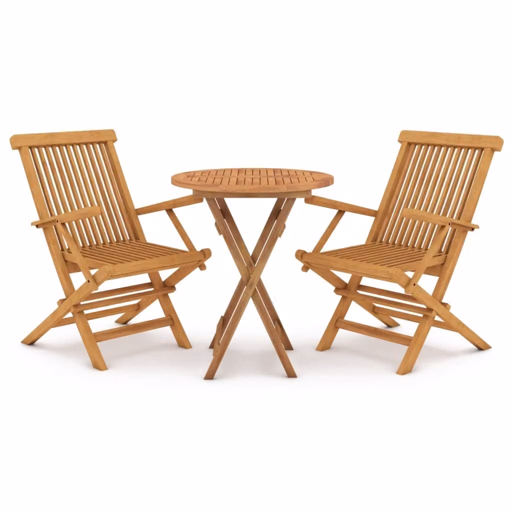Set da Pranzo per Giardino 3 pz in Legno Massello di Teak
