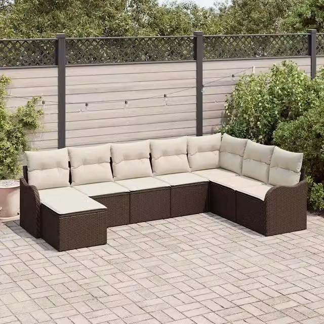 Set Divano da Giardino 8 pz Marrone polyrattan 3345818