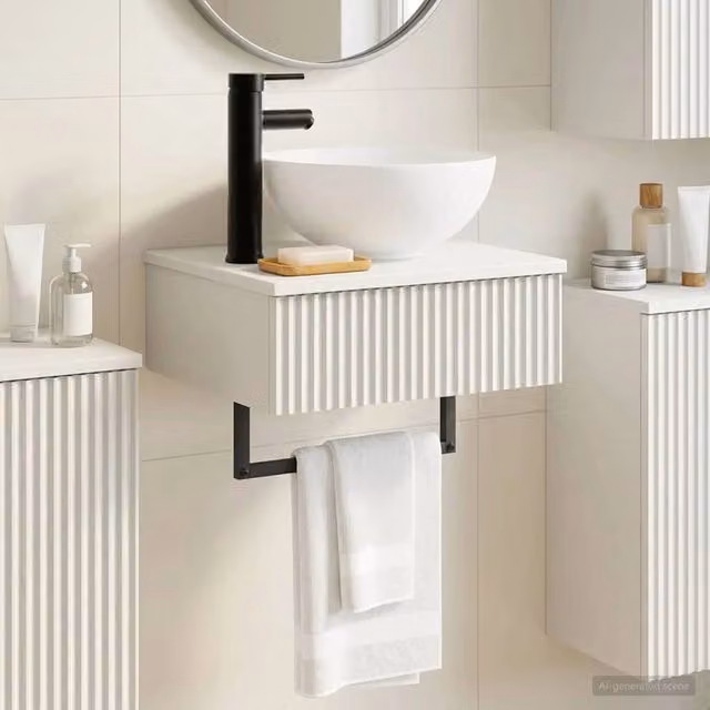 Lavabo da parete bianco minimalist vidaXL in MDF L: 40 cm, P: 35 cm, H: 39 cm – 1