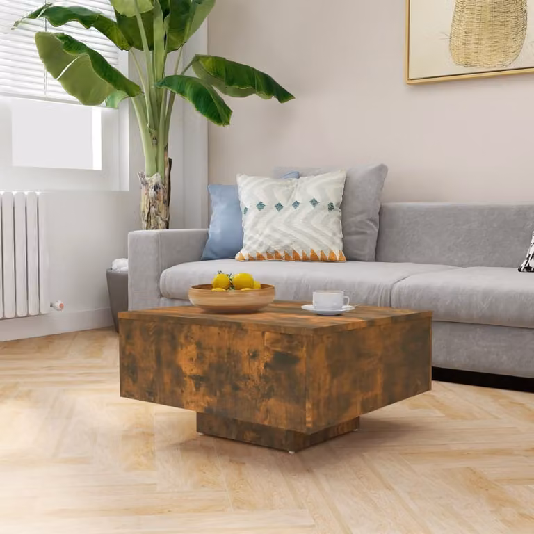 The Living Store tavolino in rovere fumé 60x60x31,5 cm materiale in legno