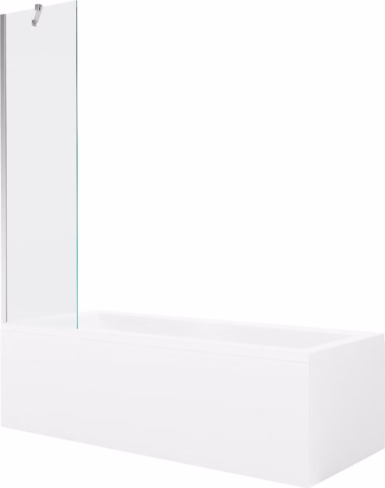 Mexen Cubik vasca rettangolare 170 x 70 cm con pannello e schermo a 1 anta 50 cm, trasparente, cromo - 550317070X9505000001