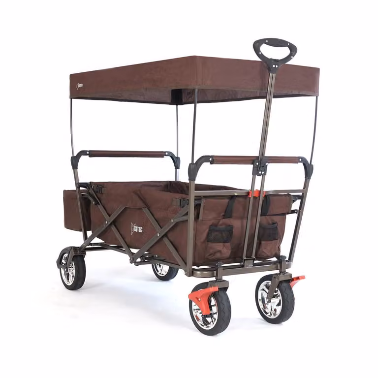 Carrello Pieghevole da giardino da spiaggia FUXTEC City CT500 anti UV parasole MARRONE Braun