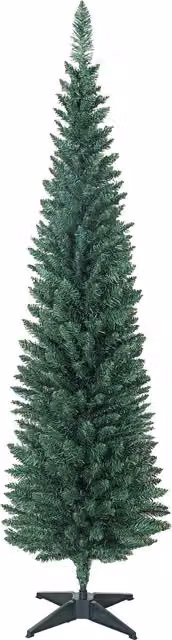 HOMCOM Albero di Natale Artificiale Slim 180 cm con 321 Rami a Forma di Abete, Base in Plastica, Verde   Aosom Italy
