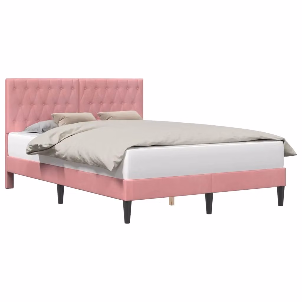 Struttura del letto con testiera vidaXL in velluto rosa, L/P/H: 160 x 200 x 105 cm – 2