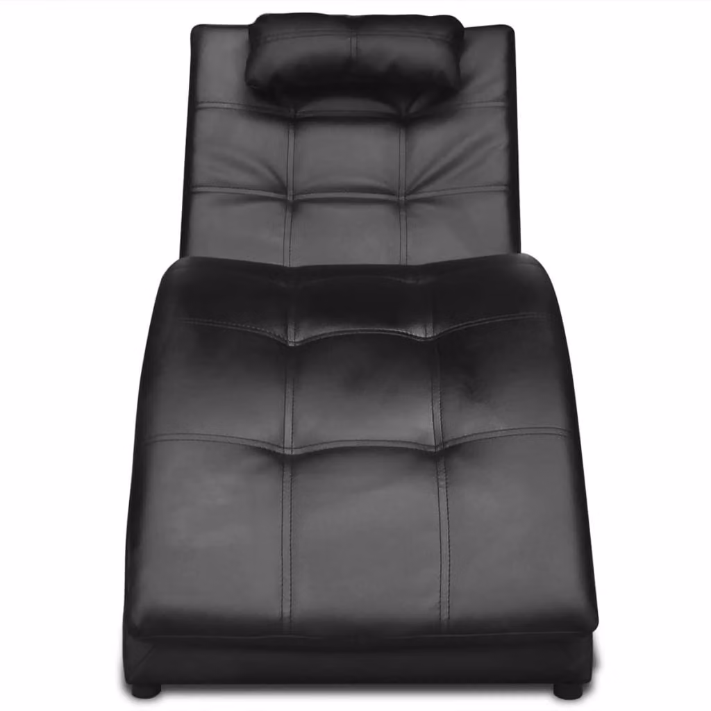 Sedia a Sdraio con Cuscino Nera in Pelle finta