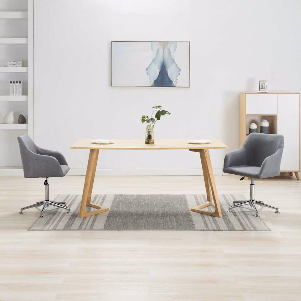 Set di 2 sedie da pranzo girevoli vidaXL in tessuto grigio chiaro