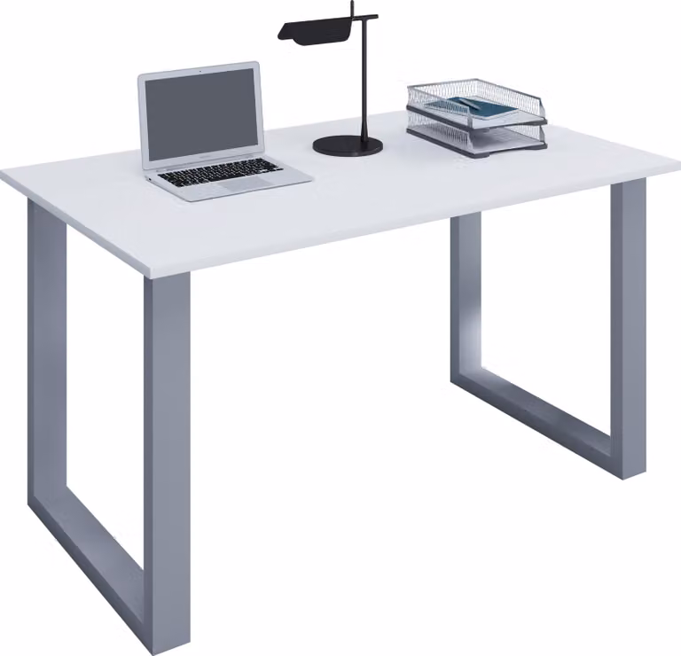 Scrivania, 160 x 80 cm, scrivania per computer con struttura in metallo, scrivania da ufficio per casa e studio - Lona U