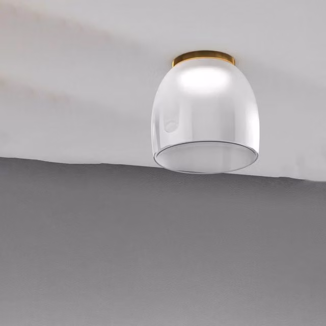 Plafoniera Moderna Drum con LED da 16W, Design Circolare in Metallo Oro e Vetro Bianco, Luce Calda e Dimmerabile