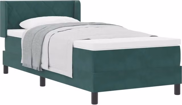 Letto singolo | Letto per adulti | Letto a molle con testiera Verde Scuro 190 x 90 cm Velluto