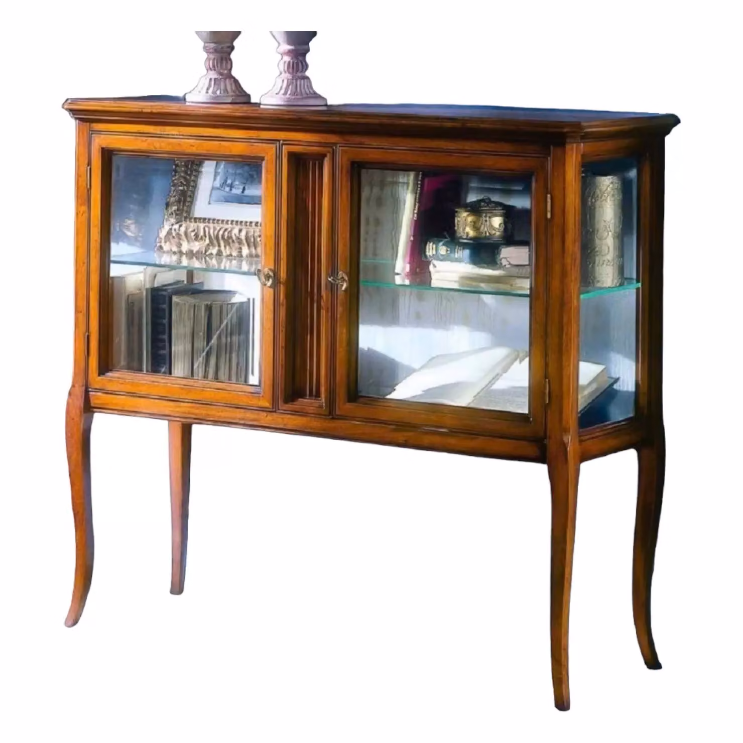 Vetrina classica in legno con ante in vetro Mobili 2G finitura bassano L: 110 cm, P: 40 cm, H: 100 cm – 1