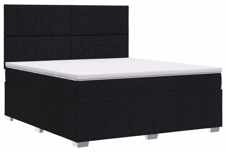 Letto a molle con materasso nero 160 x 200 cm in tessuto