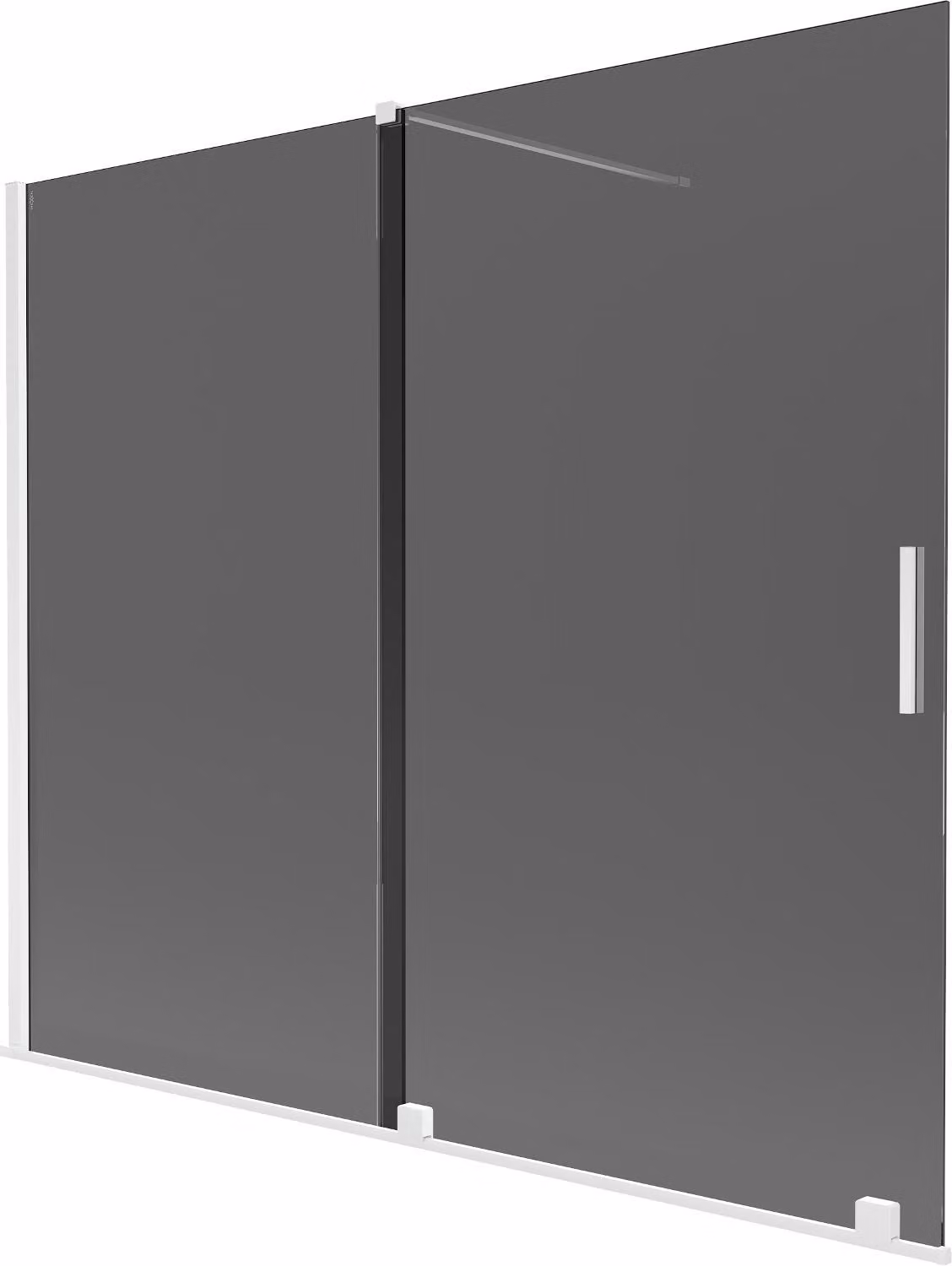 Mexen Velar paravento per vasca da bagno scorrevole a 2 ante 180 x 150 cm, grafite, bianco - 896-180-000-41-20