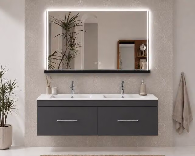 Mobile bagno con lavabo ORIGENBATH FLORENCIA senza specchio 120x45 cm doppia vasca grafite