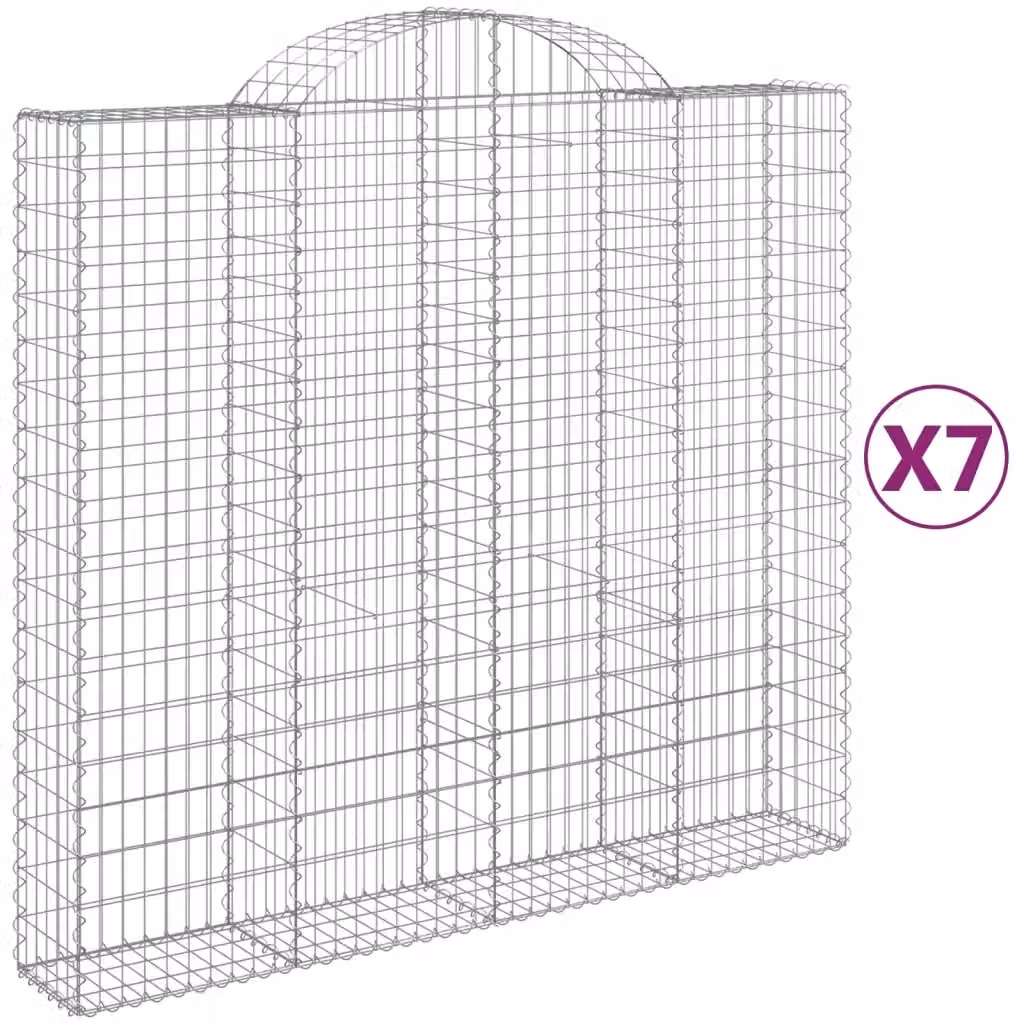 Set di 7 Cesti Gabbioni ad Arco Videx in Acciaio Zincato Argento L/P/H: 200 x 50 x 180/200 cm – 2