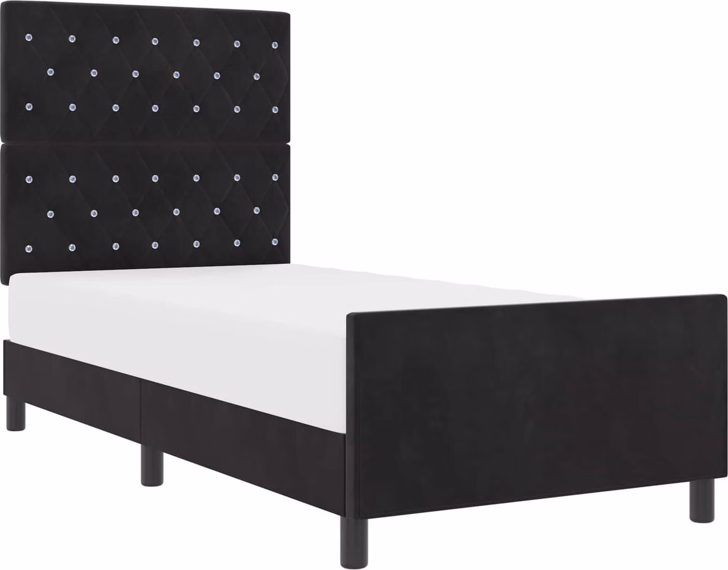 Letto a molle con testata nera 90 x 200 cm in velluto