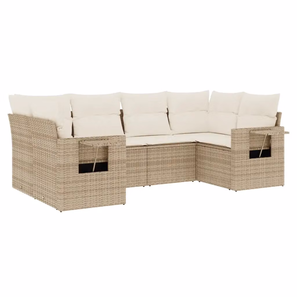 Set Divano da Giardino 6 pz vidaXL in Polyrattan Beige con Cuscini e Tavolino – 2