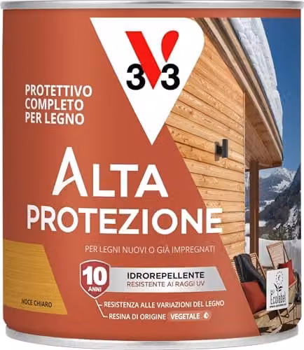 V33 Protettivo Completo Legno Alta Protezione all'Acqua Noce Chiaro 0,75L