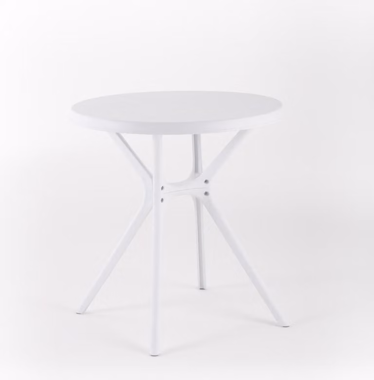 Tavolo rotondo Ø70 cm in polipropilene con fibra di vetro - design moderno, robusto e leggero per giardini, terrazze, bar e ristoranti - IVAN - Bianco