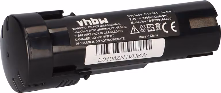 Batteria per utensili da 2,4V, 3300mAh, Ni-MH, compatibile con Panasonic