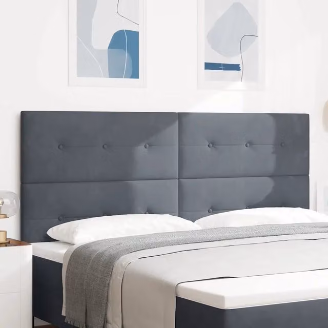 Testiera per letto moderna vidaXL in velluto grigio con struttura in legno e MDF, Larghezza: 200 cm – 1
