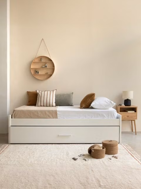 Letto a scomparsa Hiba Kenay Home bianco con cassetti per cameretta bambini 90x200 cm