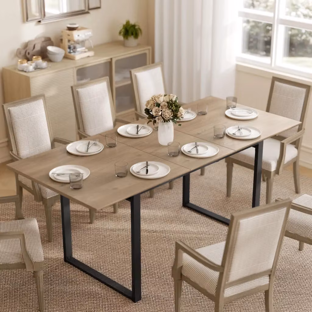 Tavolo da Pranzo Industriale Estensibile Giordanoshop in Legno e Metallo, L/P/H: 180 x 80 x 75 cm, Colore Marrone e Nero – 2