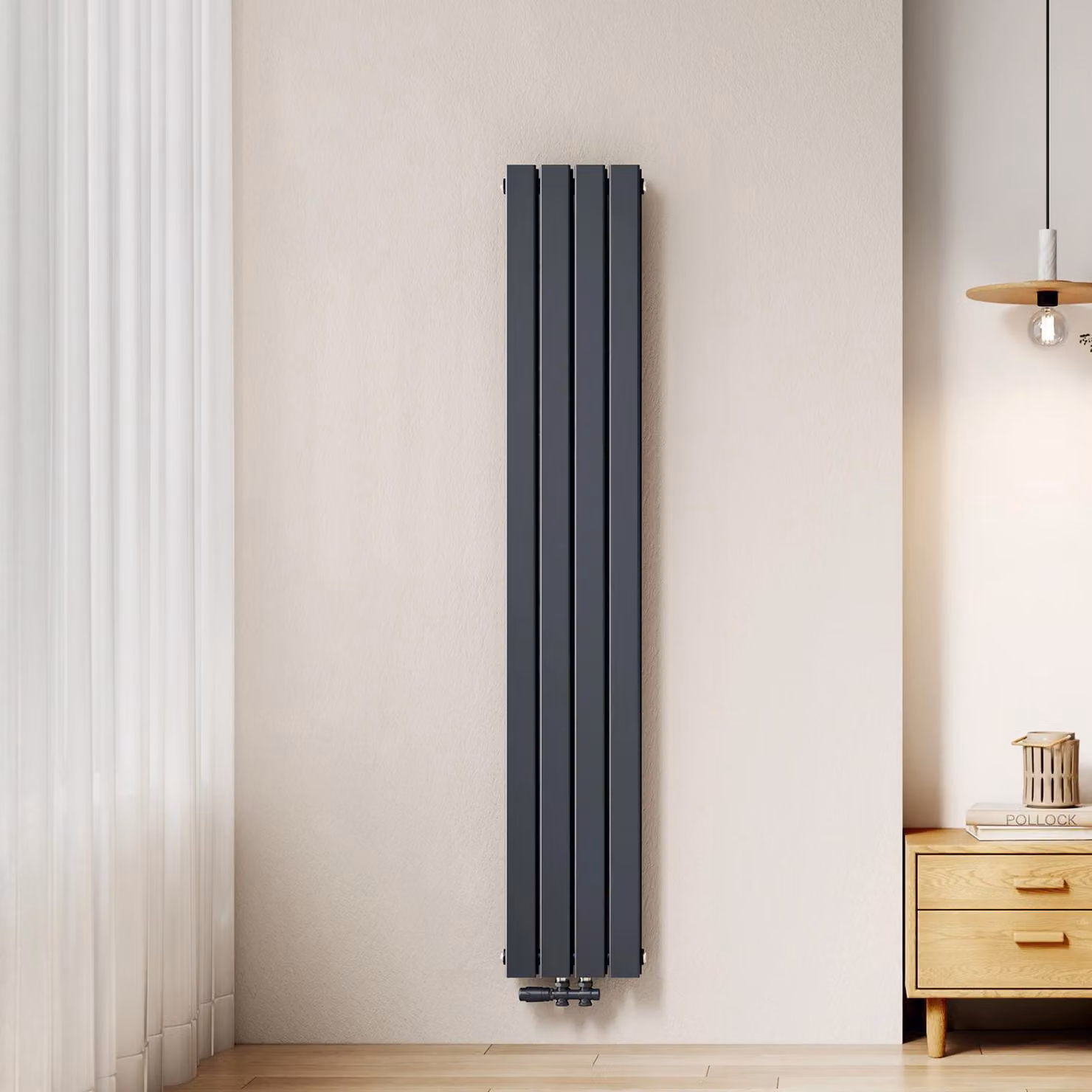 Radiatore a pannello design, a due strati, colore antracite, dimensioni 180 x 30,4 cm, potenza 1082 W