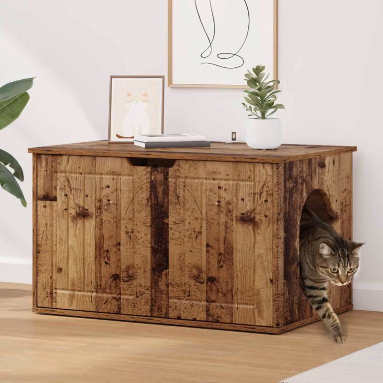 Casa per gatti vidaXL in legno effetto vecchio marrone L 85 x P 55 x H 50,5 cm