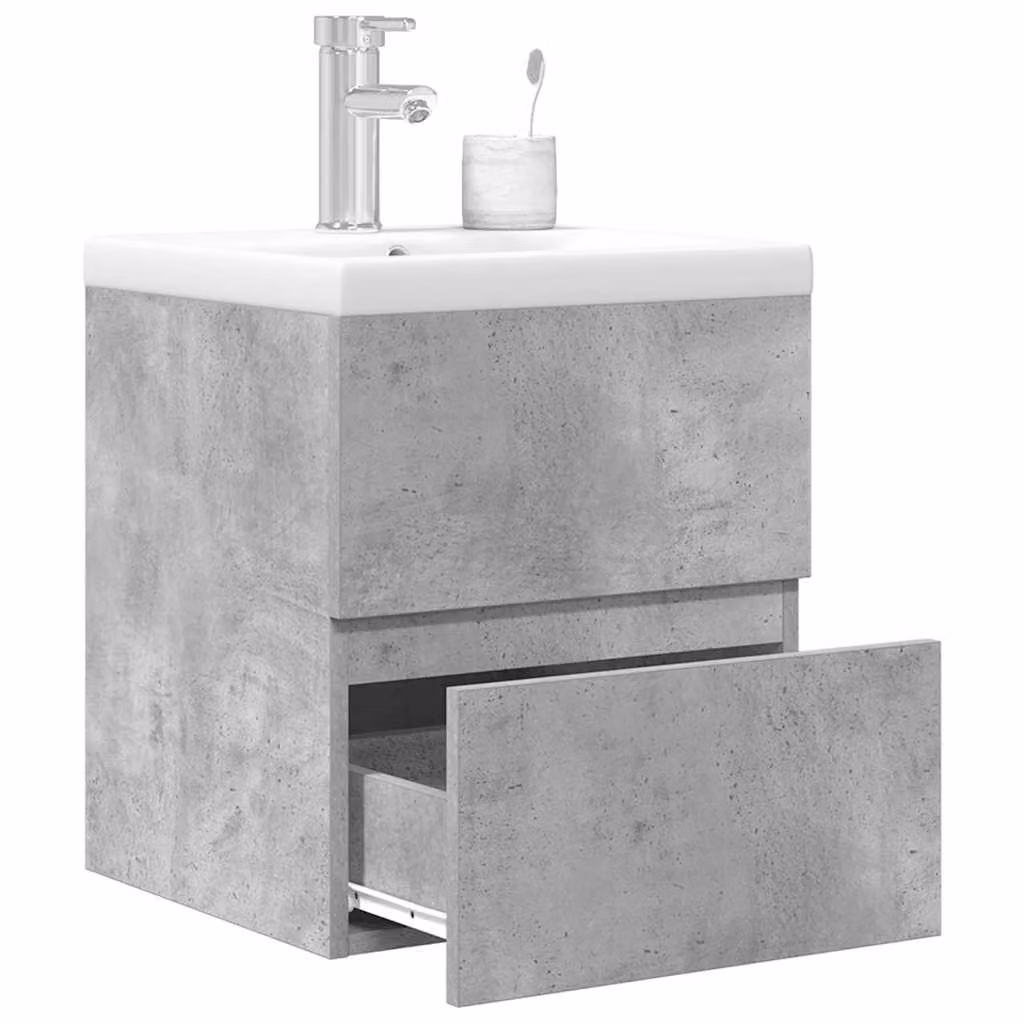 Set di mobili da bagno vidaXL composto da 2 pezzi in legno multistrato, colore grigio e bianco, con mobile sottolavabo e pensile a parete