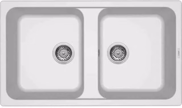 Lavello da incasso a 2 vasche Elleci Life 450 in Granitek Bianco L: 86 cm, P: 50 cm