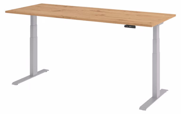 Scrivania elettrica bümö modello XDKB - Struttura: argento, finitura: rovere nodato, dimensioni: 200 x 80 cm