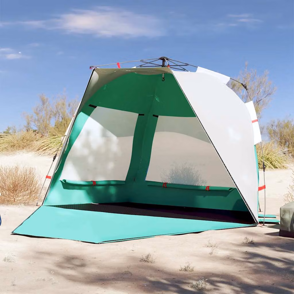 vidaXL Tenda da Spiaggia per 3 Persone Verde Impermeabile in Poliestere