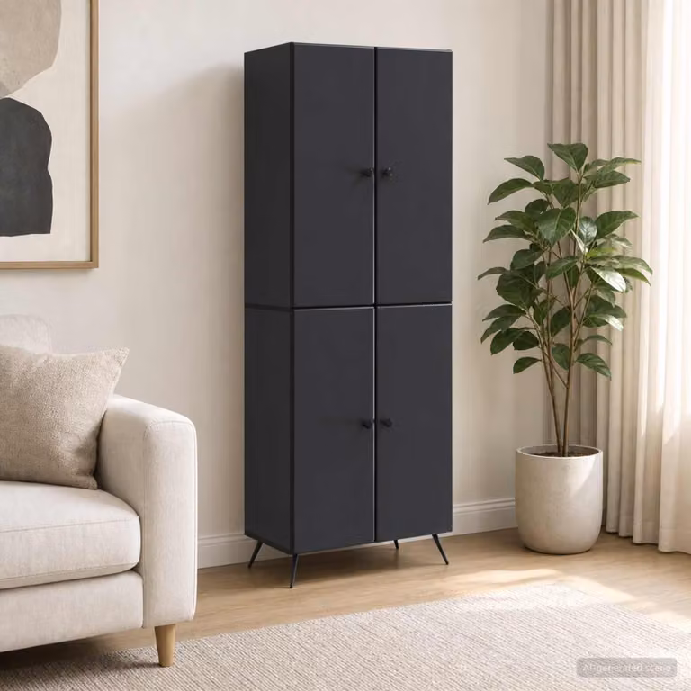 Set di 2 armadi vidaXL in legno MDF nero opaco con ante a battente e ripiani interni