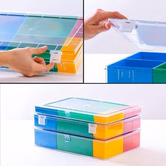 Contenitore portaoggetti per viti e minuteria, 7 scomparti, 225x335x55 cm