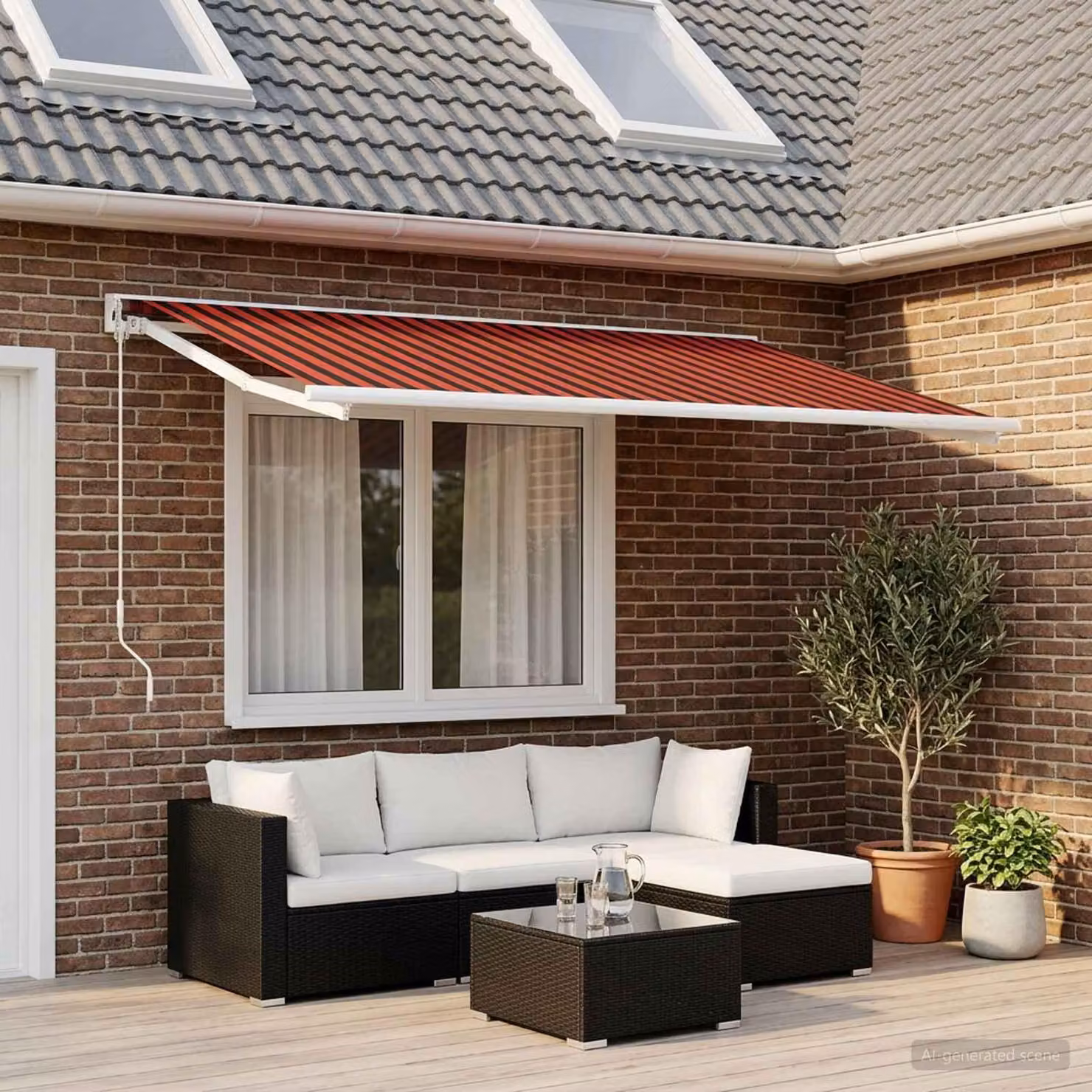 Maison Exclusive - Tessuto di ricambio per tende da sole, colore arancione e marrone, 450 x 350 cm, in poliestere
