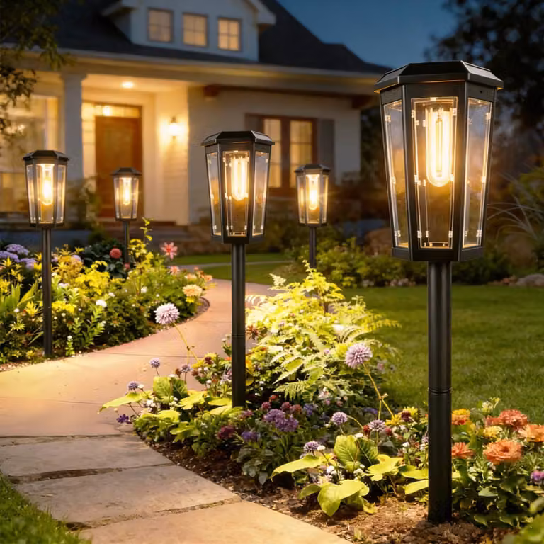 Set di 4 luci solari, a LED, impermeabili, per uso esterno