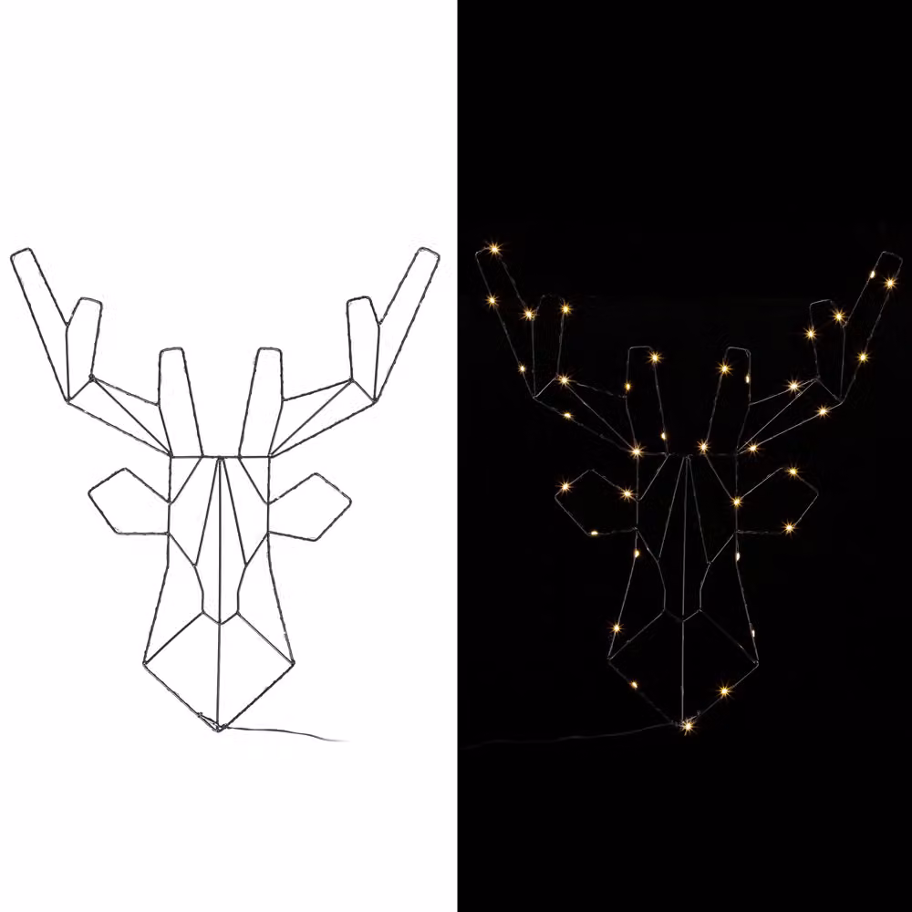 Figura decorativa a forma di cervo Casaria in metallo con luce LED bianco caldo e timer per decorazioni natalizie e invernali – 2