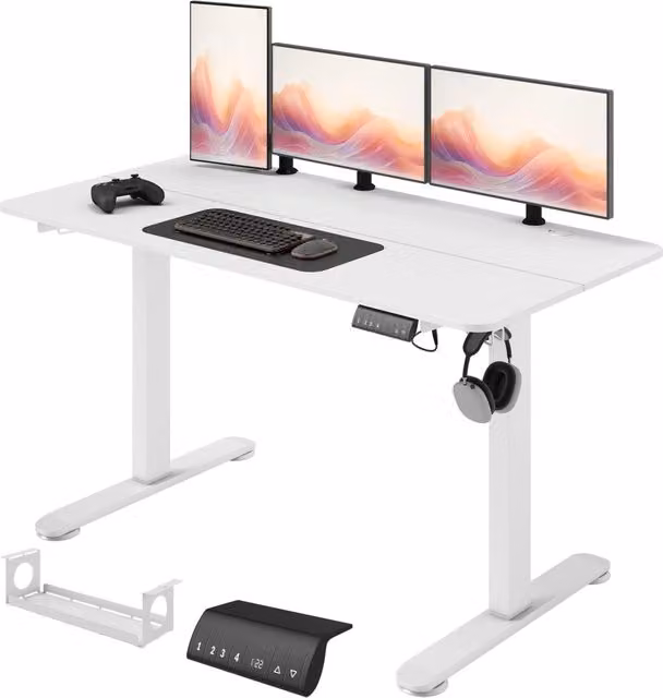 Scrivania regolabile in altezza per computer ¨C Minimal ¨C 140x70x116 cm, bianco