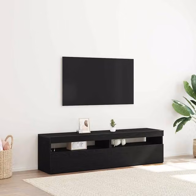 Mobile TV 2 pz-Mobile per TV-Credenza TV Rovere Nero 75 x 35 x 40 cm Legno multistrato