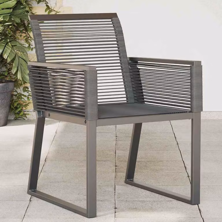 Set di 2 sedie da giardino vidaXL in polyrattan nero con braccioli e resistenza ai raggi UV