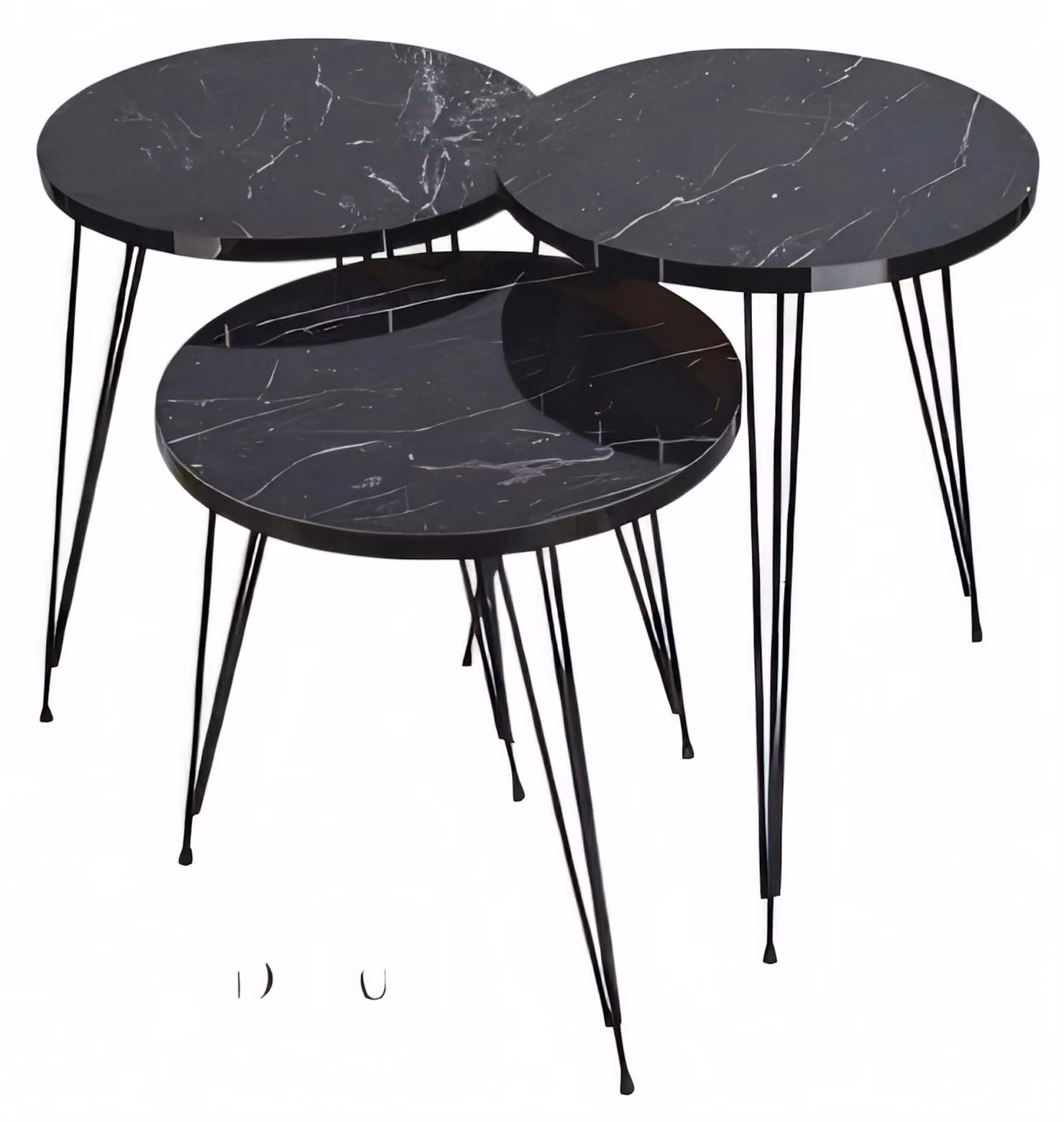 Elegantes schwarzes Couchtisch-Set aus Holz und Metall